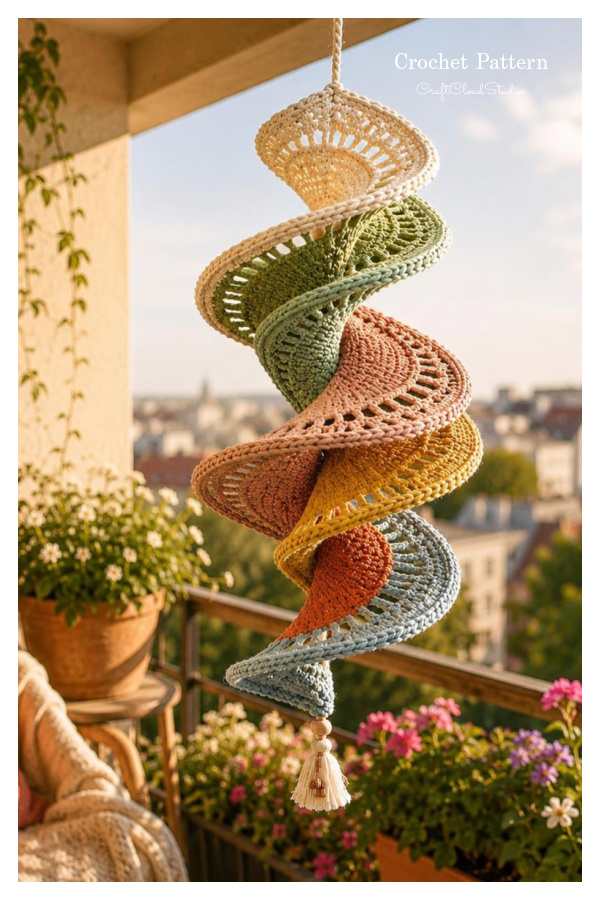 BOHO Twister Spiral&nbsp;Wind Spinner Crochet Pattern