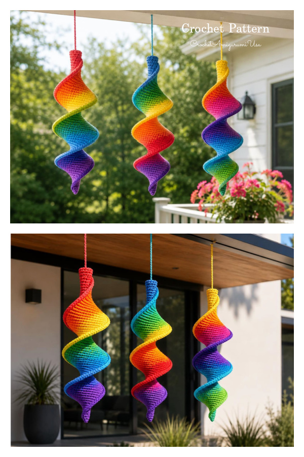 Spiral Hanging Wind Spinner Helix Ornament Crochet Pattern