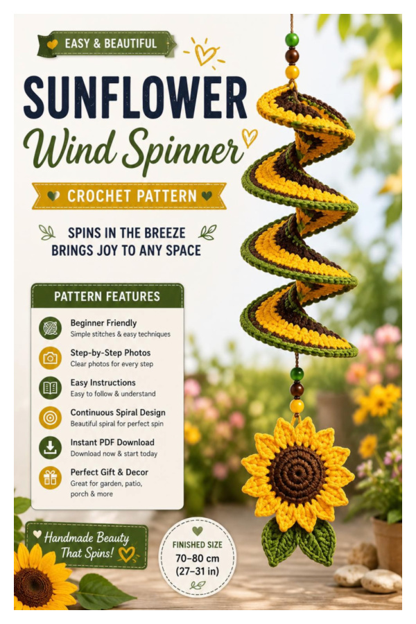 Wind Spinner Sunflower Crochet Pattern
