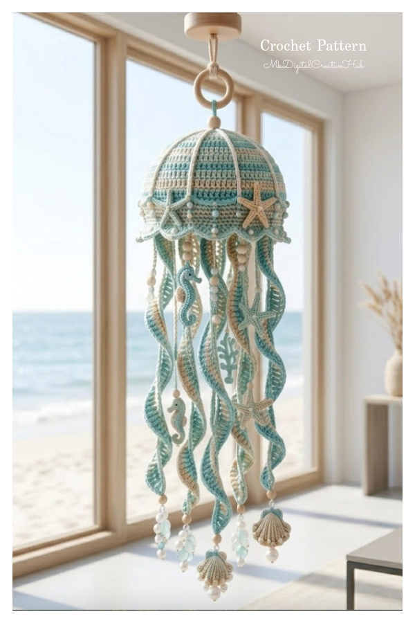 Coastal Boho Nursery Mobile Wind Spinner Crochet Pattern Coastal Boho Nursery Mobile Wind Spinner Crochet Pattern