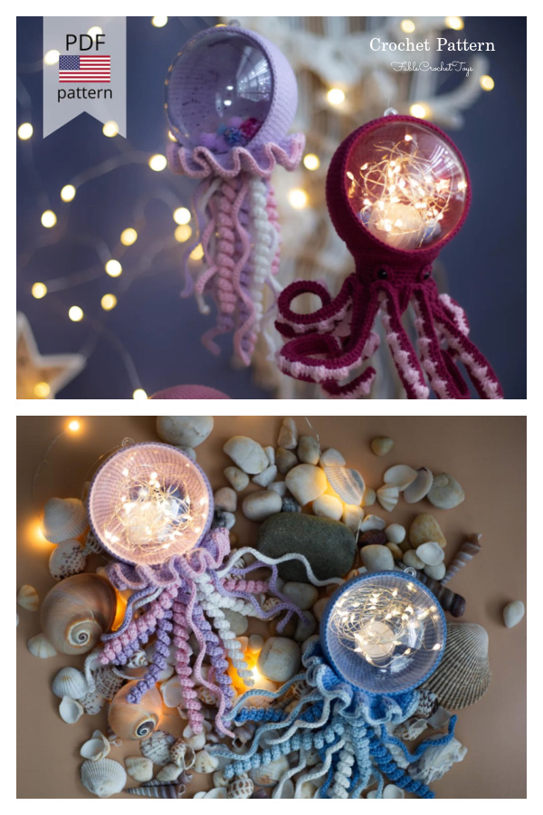 Jellyfish sea creation night light Crochet Pattern