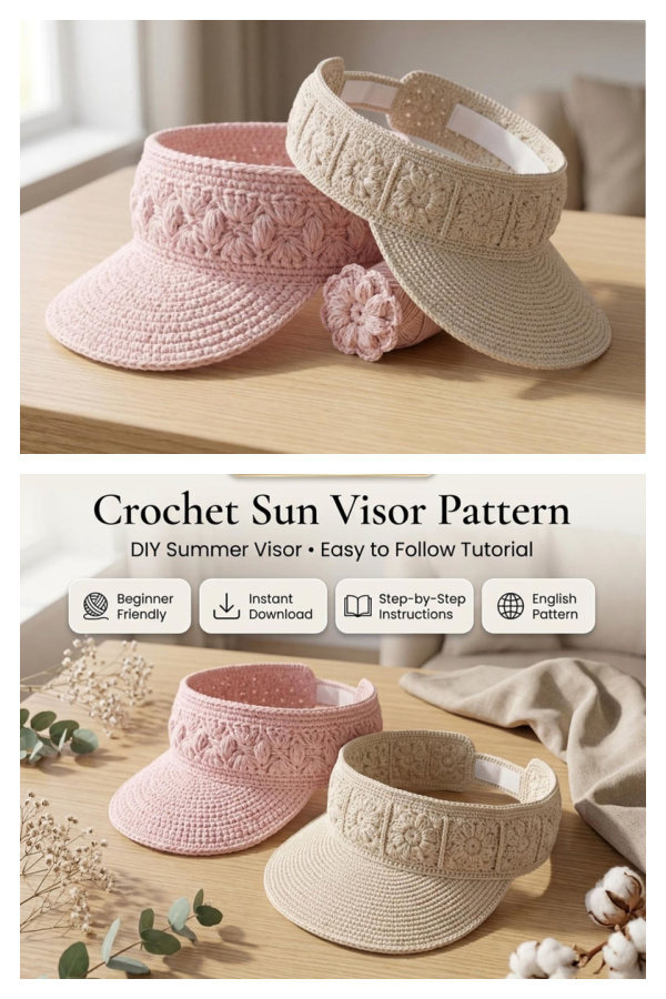 Easy Adjustable Sun Visor Crochet Pattern