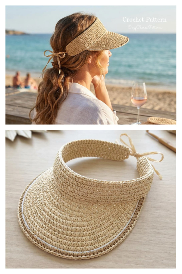 Raffia Sun Visor Hat Crochet Pattern