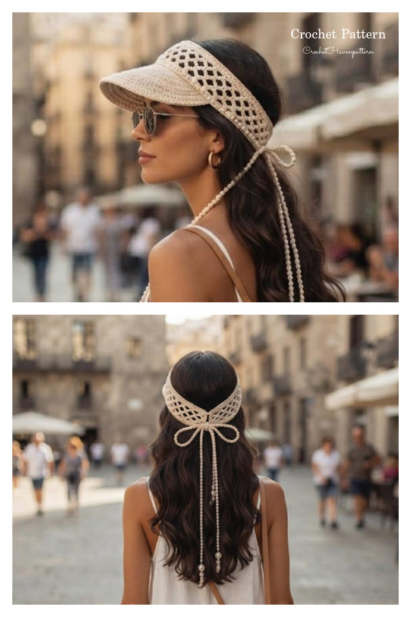Diamond Band Lace Visor Hat Crochet Pattern
