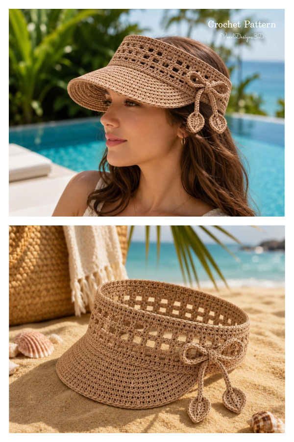 Boho Summer Sun Visor Hat Crochet Pattern