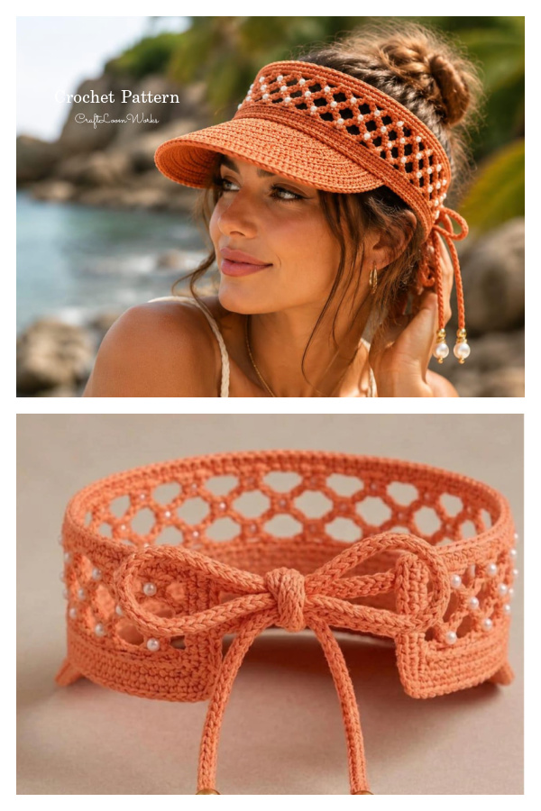 Pearl Mesh Sun Visor Hat Crochet Pattern