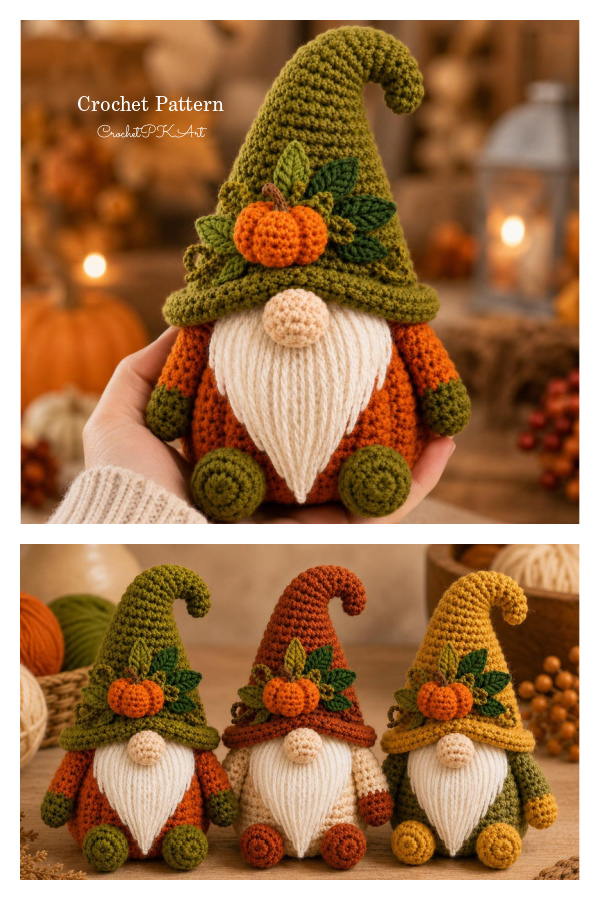 Amigurumi Halloween Pumpkin Gnome Crochet Patterns