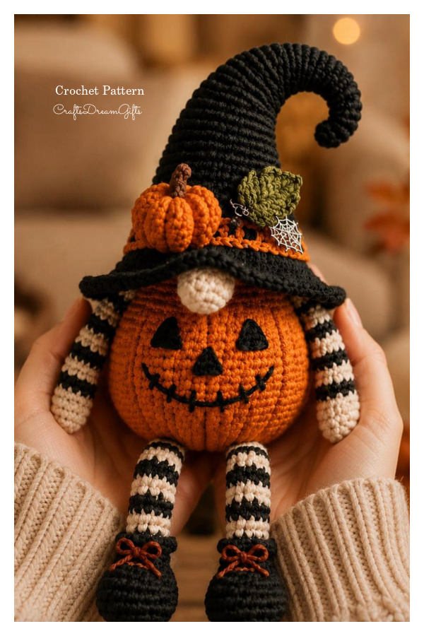 Amigurumi Jack O Lantern Witch Gnome Crochet Pattern