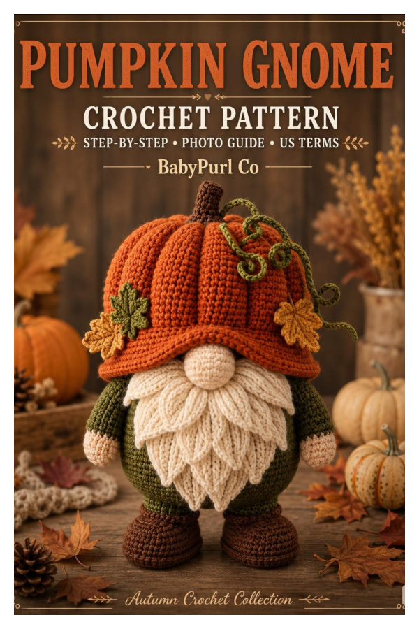 Amigurumi Halloween Pumpkin Gnome Crochet Pattern