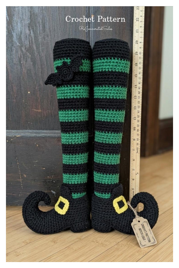 Witch Legs Halloween Door Stopper Crochet Pattern