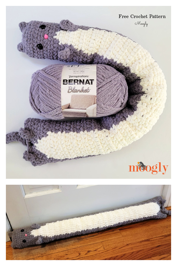 Long Cat Door Draft Stopper Free Crochet Pattern