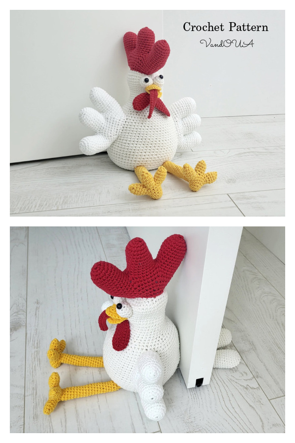Rooster Door Stopper Crochet Pattern