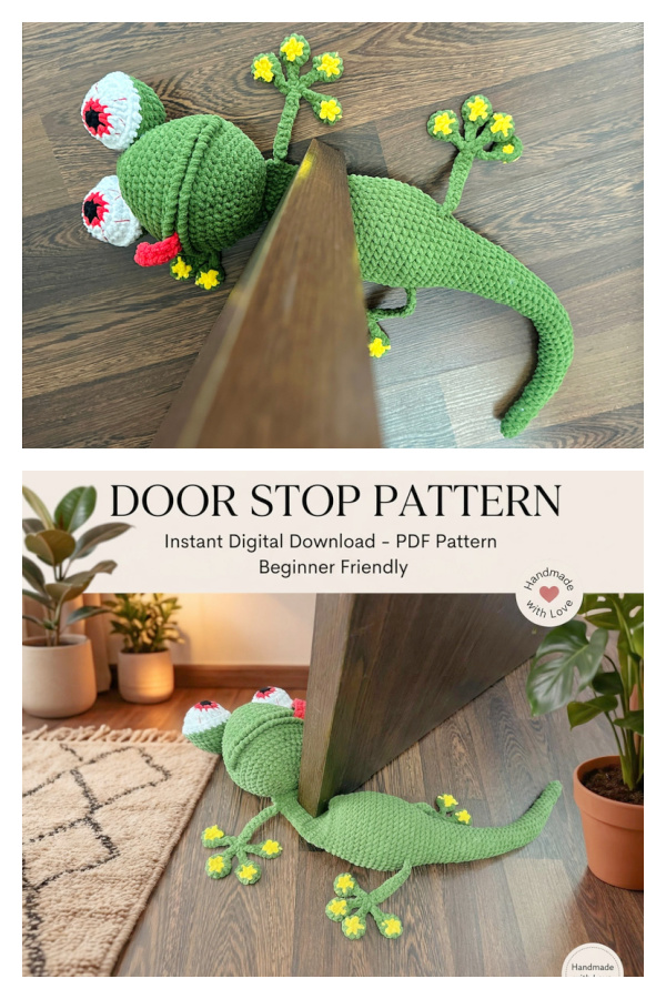 No Sew Lizard Door Stopper Crochet Pattern
