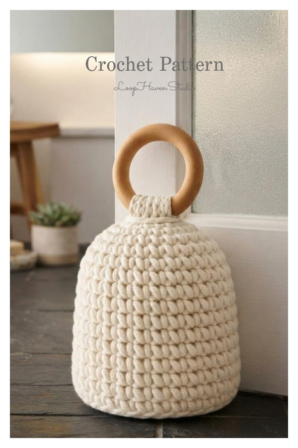 Door Stopper with Wooden Ring Crochet Pattern