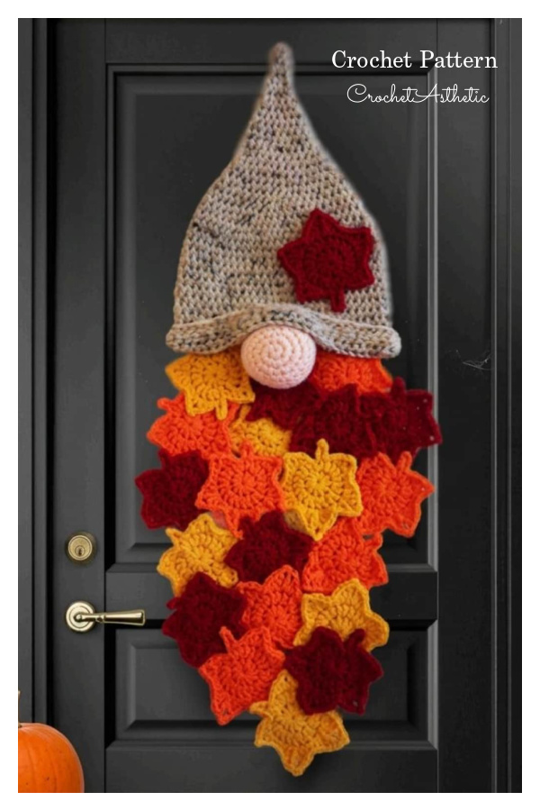 Leaf Beard Gnome Wall Hanging Wreath Crochet Pattern