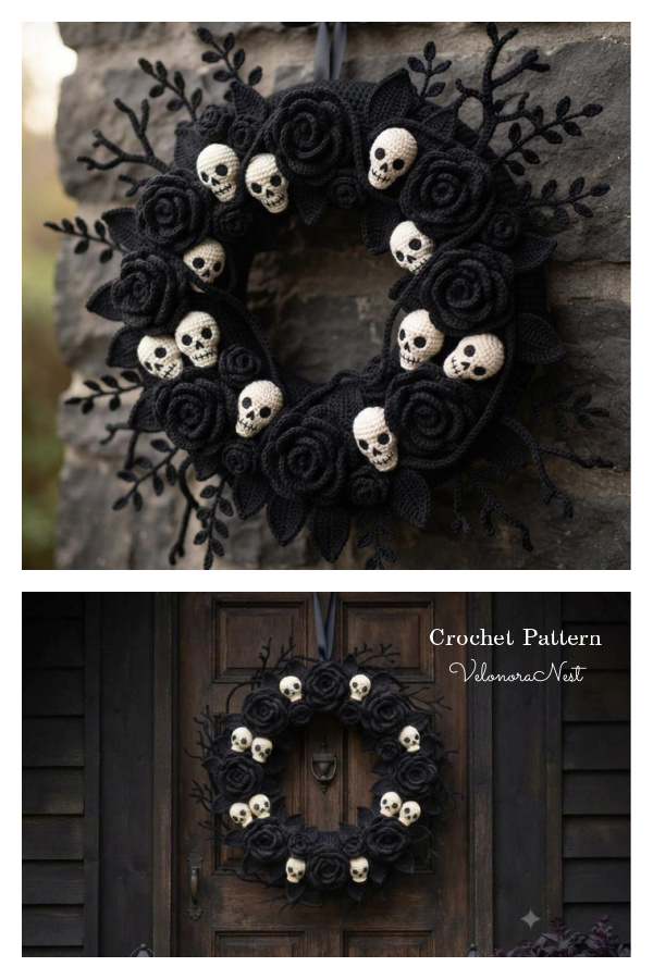 Gothic Skull Wreath Crochet Pattern