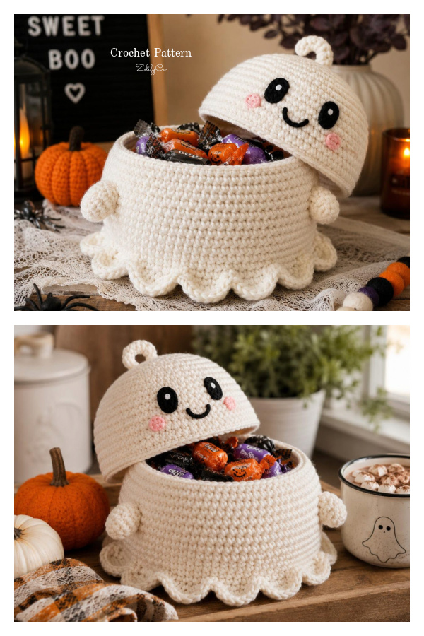 Halloween Ghost Candy Basket Crochet Pattern