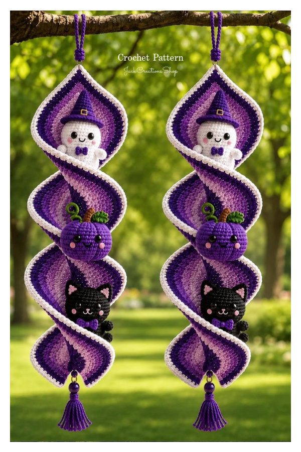 Amigurumi Spooky Hanging Halloween Spiral Wind Spinner Crochet Pattern