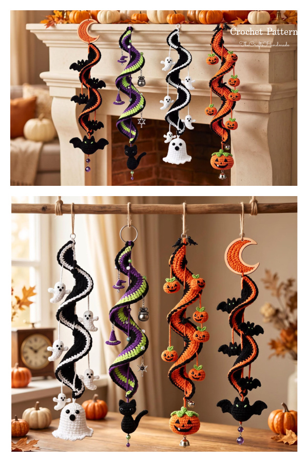 4 in 1 Spiral Halloween Hanging Kit Crochet Pattern