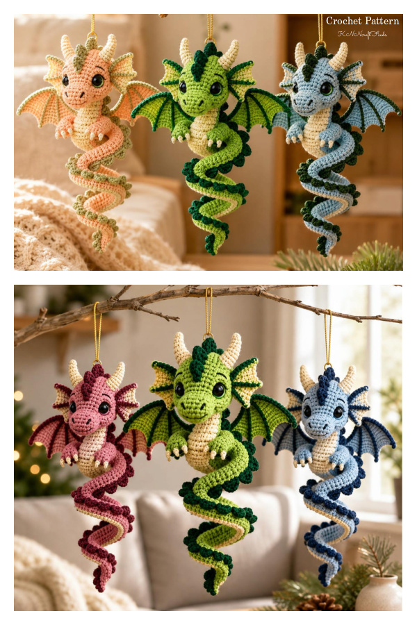 Spiral Dragon Ornament Wind Spiral Spinner Crochet Pattern
