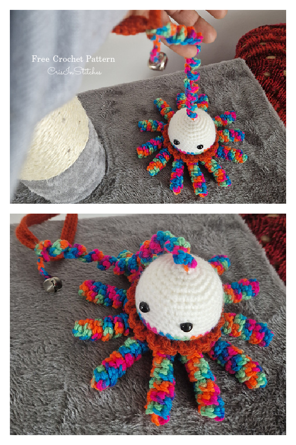 Bouncing Rainbow Jellyfish Cat Toy Free Crochet Pattern