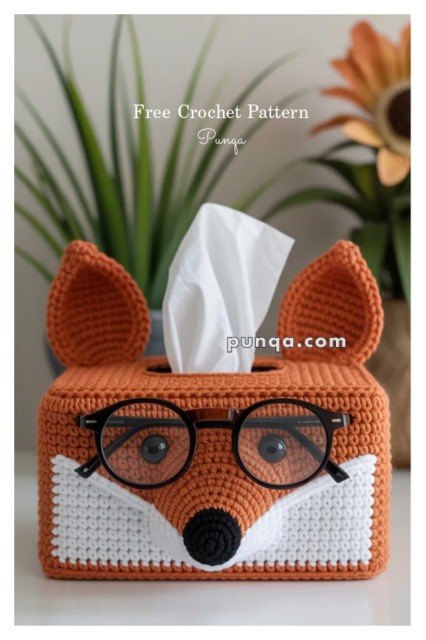 Fox Tissue Box and Glasses Holder Free Crochet Pattern